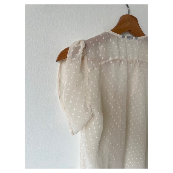 Sheer Blouse, Button Up, Puff Short Sleeve - Picture 4 of 7